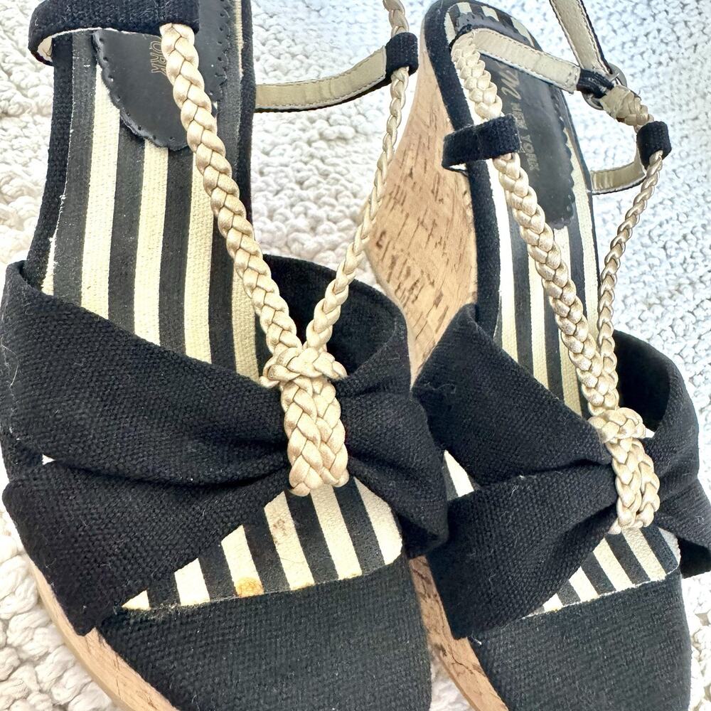 Steve Madden Women's Black Rope Espadrille Cork Wedge Sandal Size 6 Ankle Strap - Picture 13 of 14